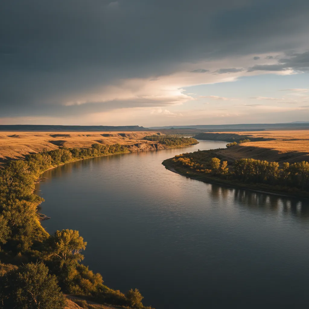 Drift boat floating through a Montana limestone canyon at golden hour