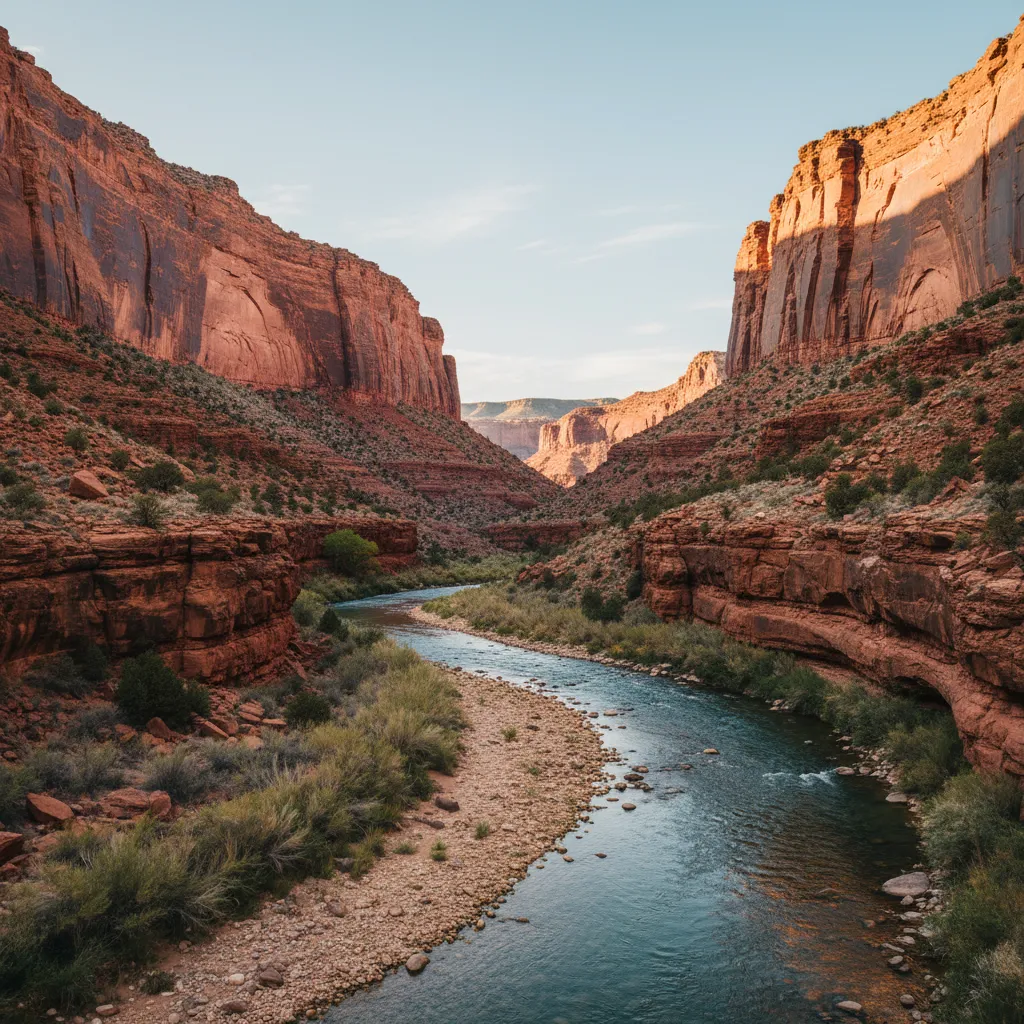 Cold clear San Juan River winding through New Mexico canyon country
